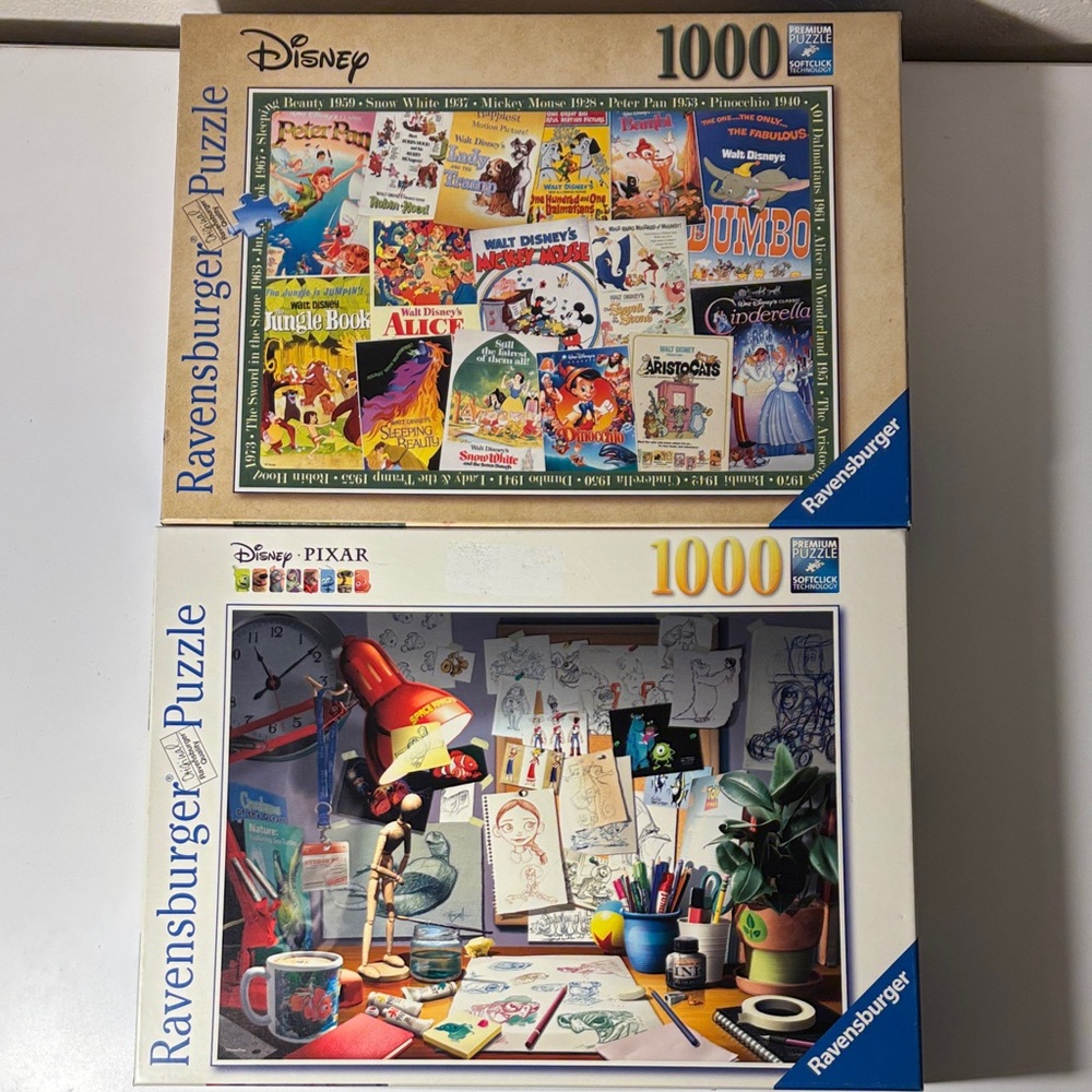 Ravensburger Disney and Pixar Puzzle Set of 2 x 1000 pc - Colorful Collection